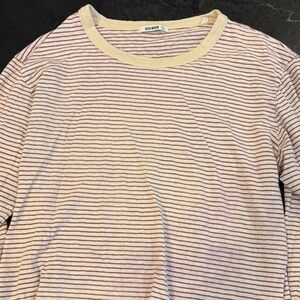 Buck Mason Cream and Brown Striped Tee